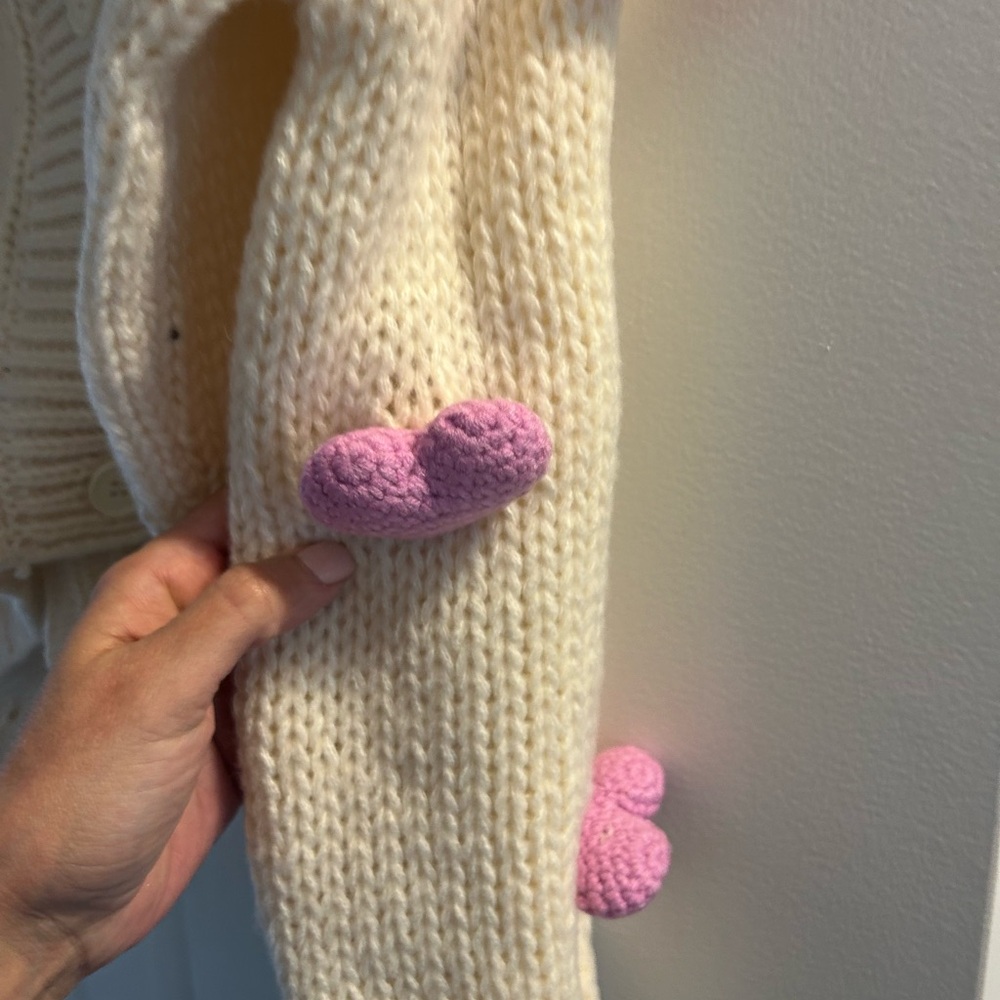 NWT ROFFE pink heart 🩷 appliqué cardigan sweater. - Picture 16 of 16